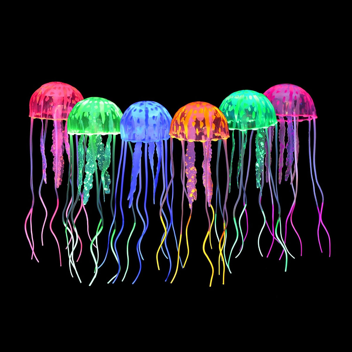 6 Pack Glow Jellyfish Floating Fish Tank Decorations Glowing Effect Silicone Simulation Jellyfish Ornament Aquarium
