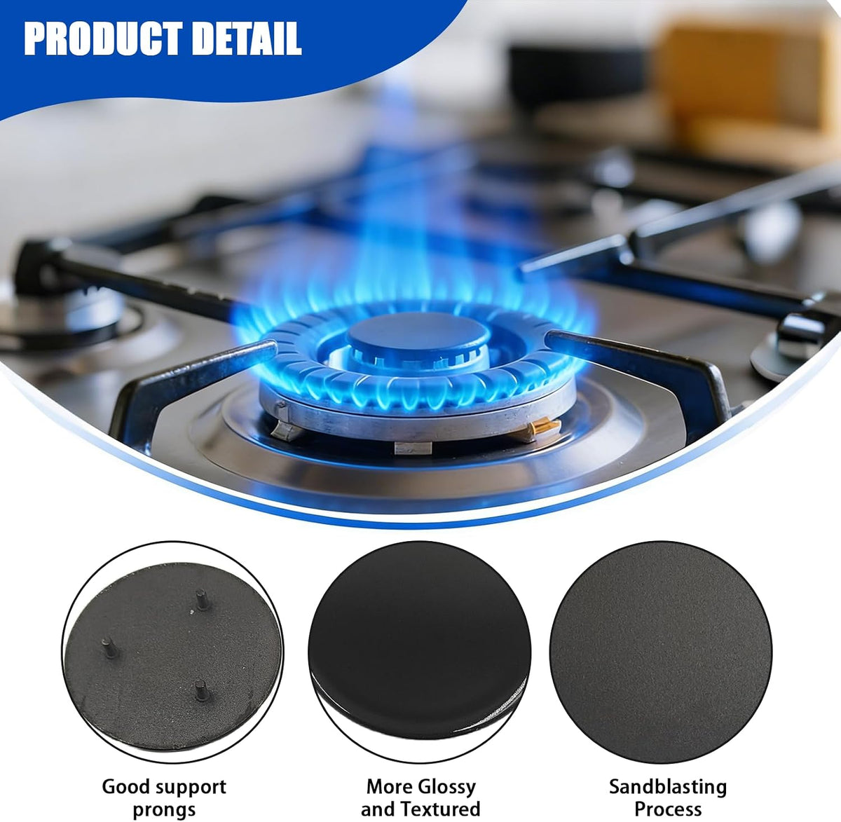 Upgraded 4-Piece Surface Burner Cap Set for GE & Hotpoint 30" Gas Range/Cooktop – Replacement WB29K10022-1 Small (2.6"), WB29K10023-2 Medium (3.2"), WB29K10024-1 Large (3.5") – Shiny Black Finish
