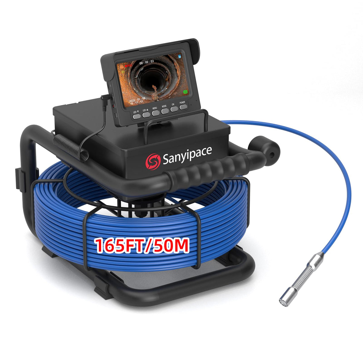Sanyipace Sewer Camera 165FT/50M, 0.67in/17mm HD Pipe Camera with Light
