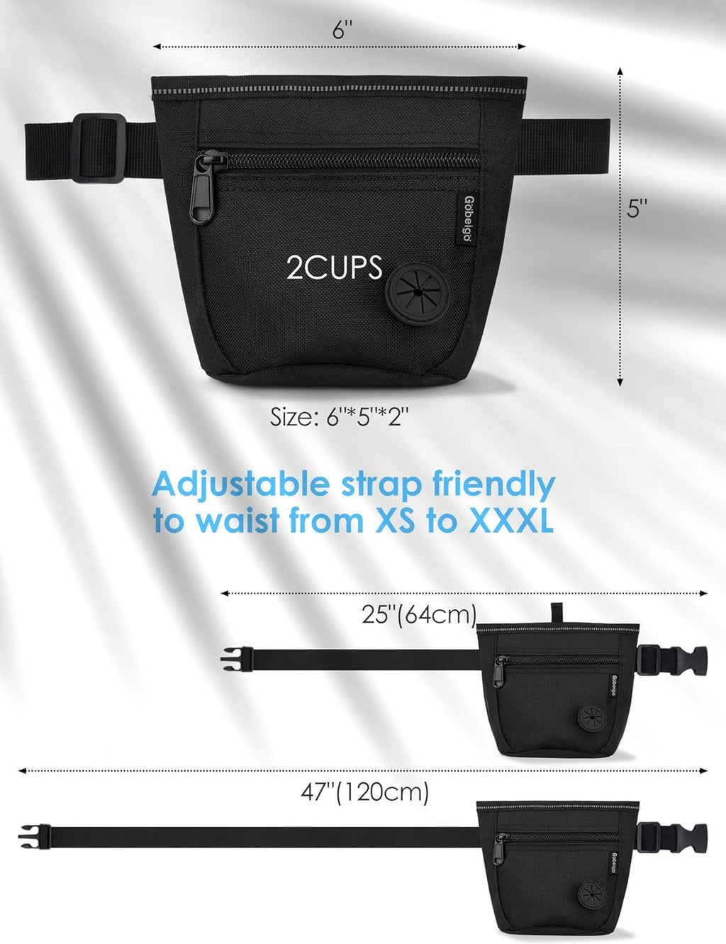 Dog Treat Pouch and Training Clicker, Upgrade Two Magnetic Closure to Prevent Spills, 2 Cup Treat Bag with Poop Bag