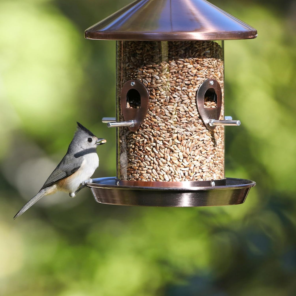 Large Metal Bird Feeder for Outdoors Hanging, Tube Bird Feeders