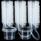 50 Pcs 10oz Plastic Bucket with Lids and Handles Bulk, Clear
