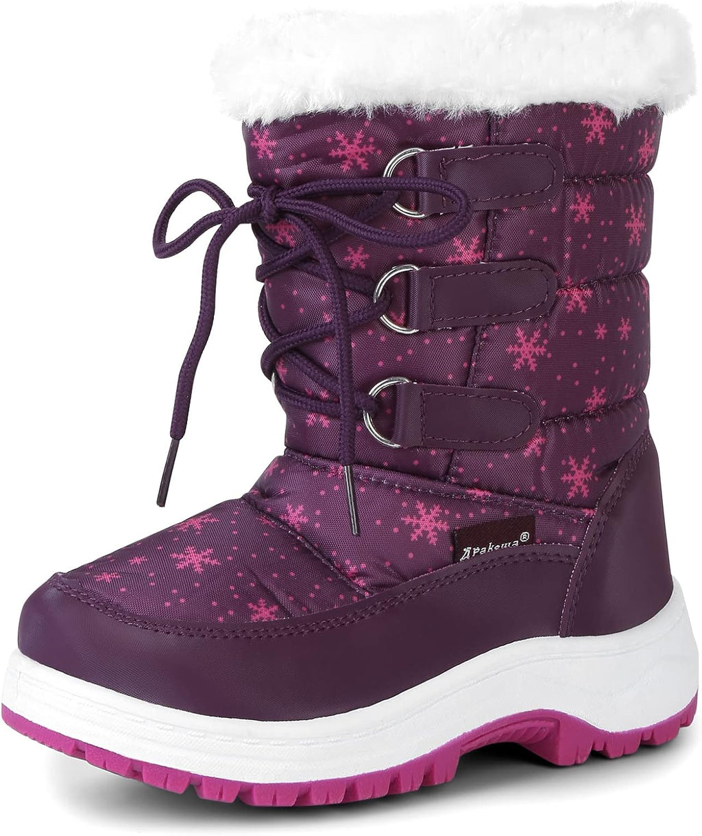 Kids Girls Insulated Fur Winter Warm Snow Boots Toddler/Little Kid | Water-Resistant,Side Zipper,Thick Warm
