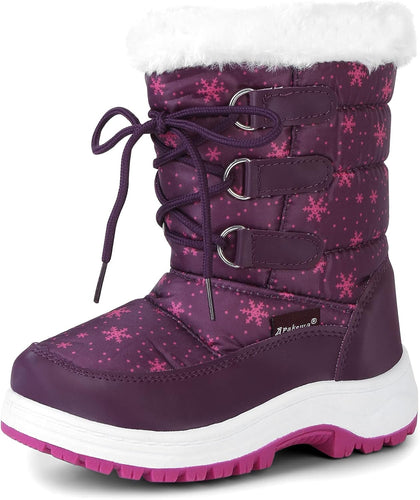 Kids Girls Insulated Fur Winter Warm Snow Boots Toddler/Little Kid | Water-Resistant,Side Zipper,Thick Warm
