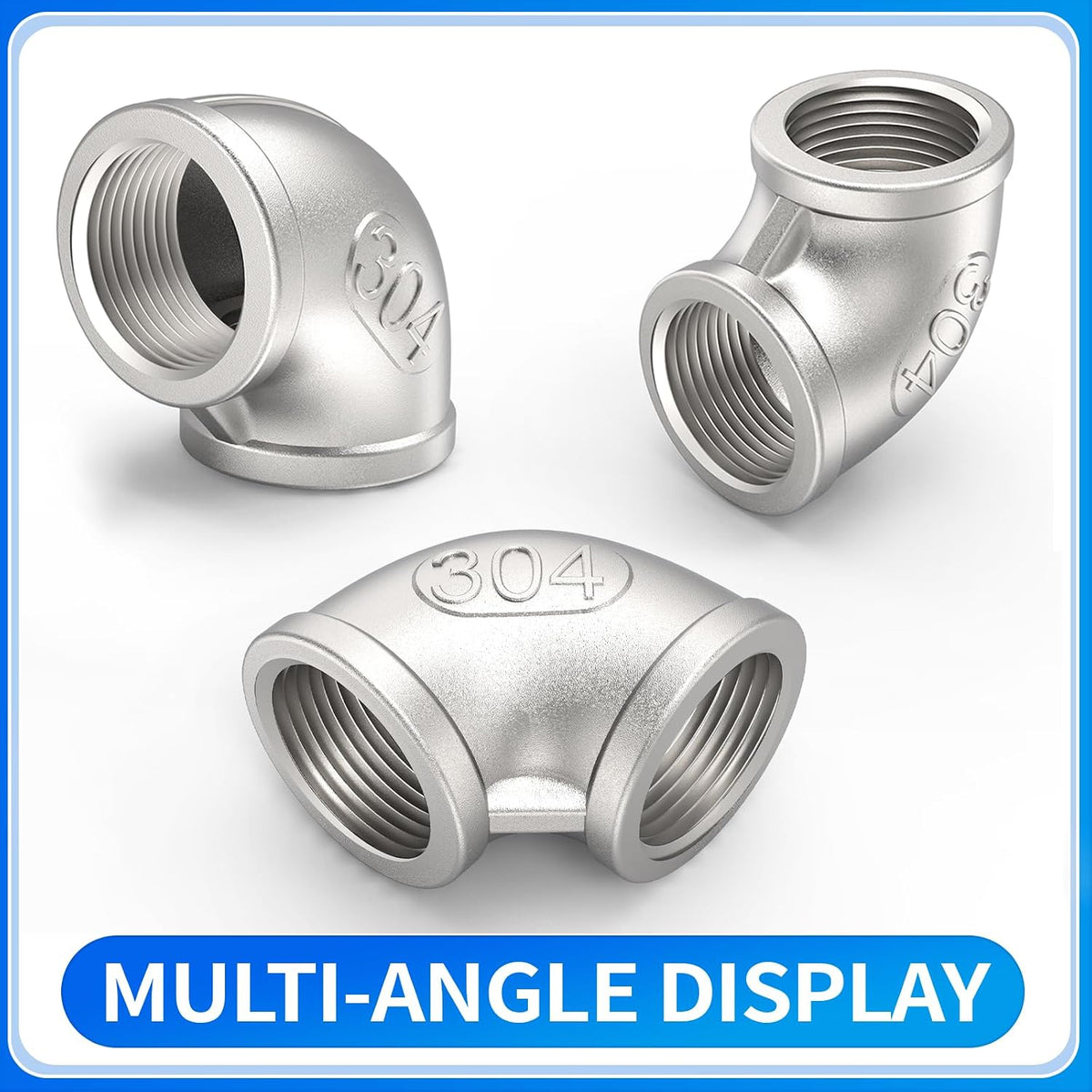 ChillWaves 304 Stainless Steel Pipe Fitting, 90 Degree Elbow 1" NPT Female x 1" NPT Female Thread Adapter(3-PACK)