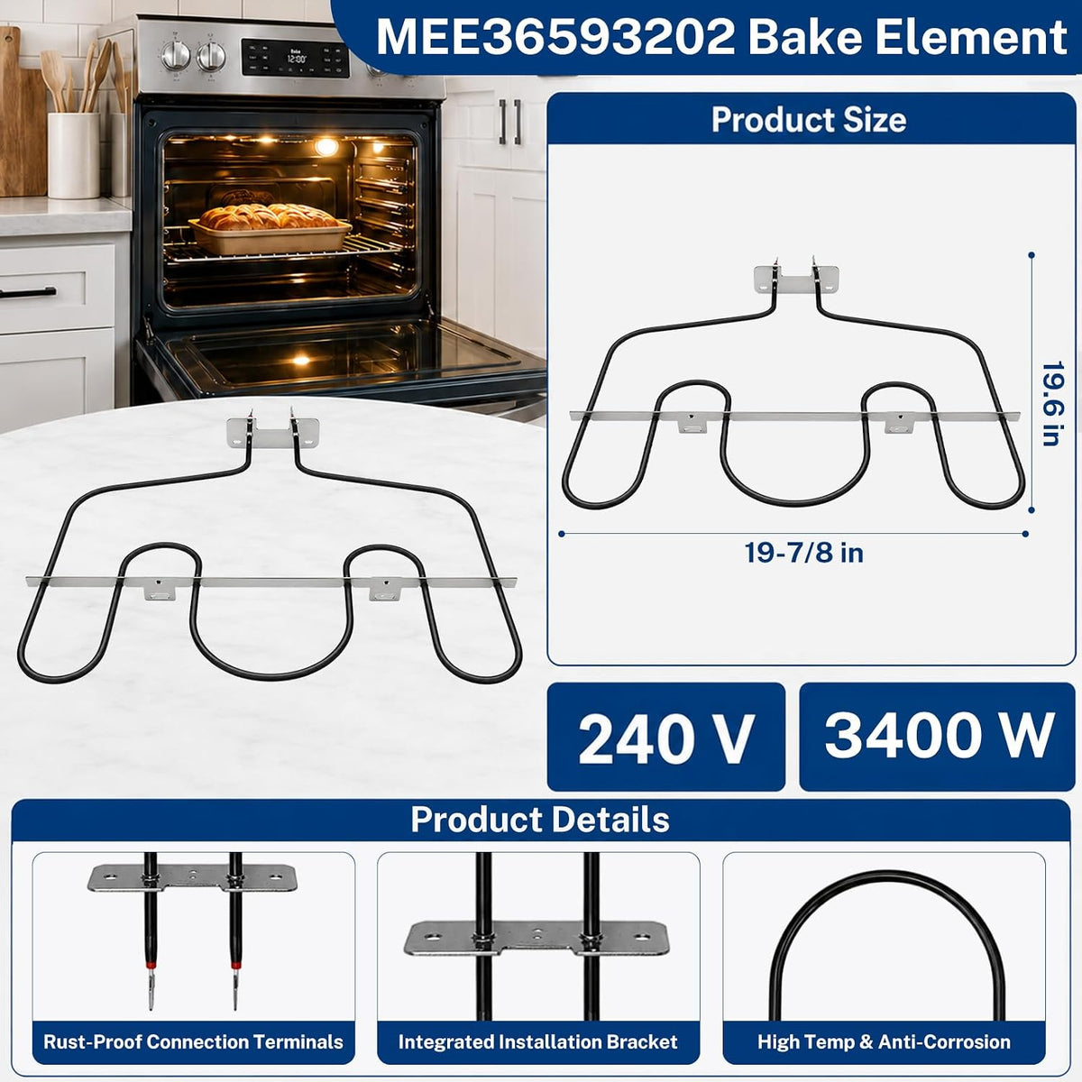 MEE36593202 Range Oven Bake Element 240V 3400W For LG