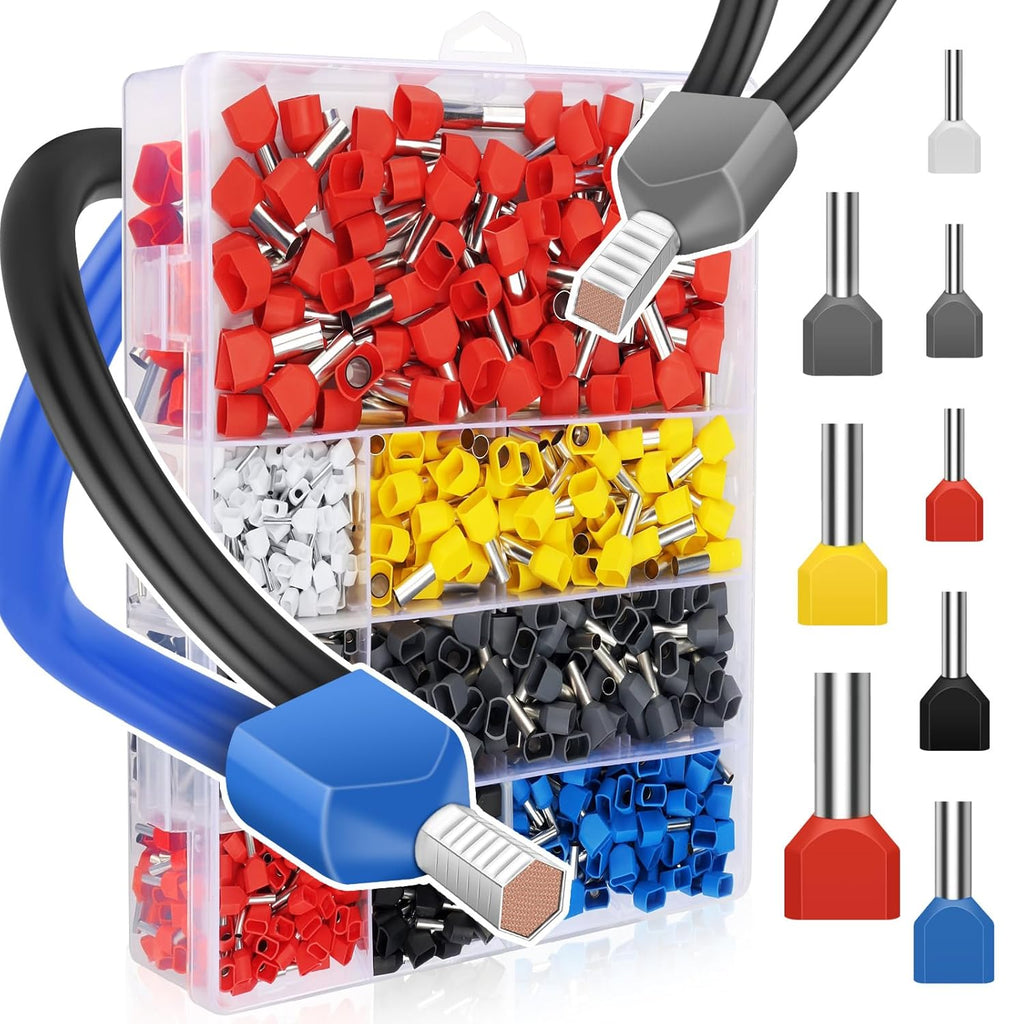 Lytool Wire Ferrules Kit 750PCS Double Twin Bootlace Terminals 8-22 AWG