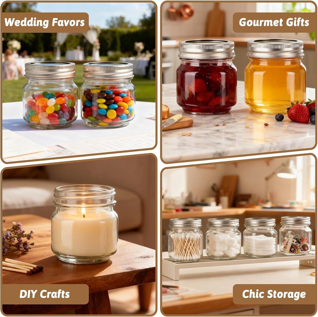 8oz Glass Mason Jars 30-Pack with Airtight Split Lids and Bands