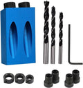 Pocket Hole Jig 14Pcs Kit - Woodwork Guides Joint Angle Tool Carpentry Locator - 15° Woodworking Inclined Hole