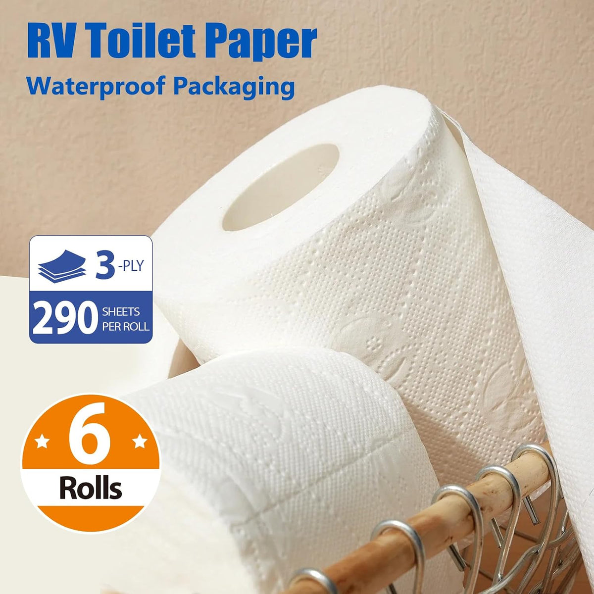 RV Toilet Paper, Rapid Dissolve Septic Safe Camper Toilet Paper
