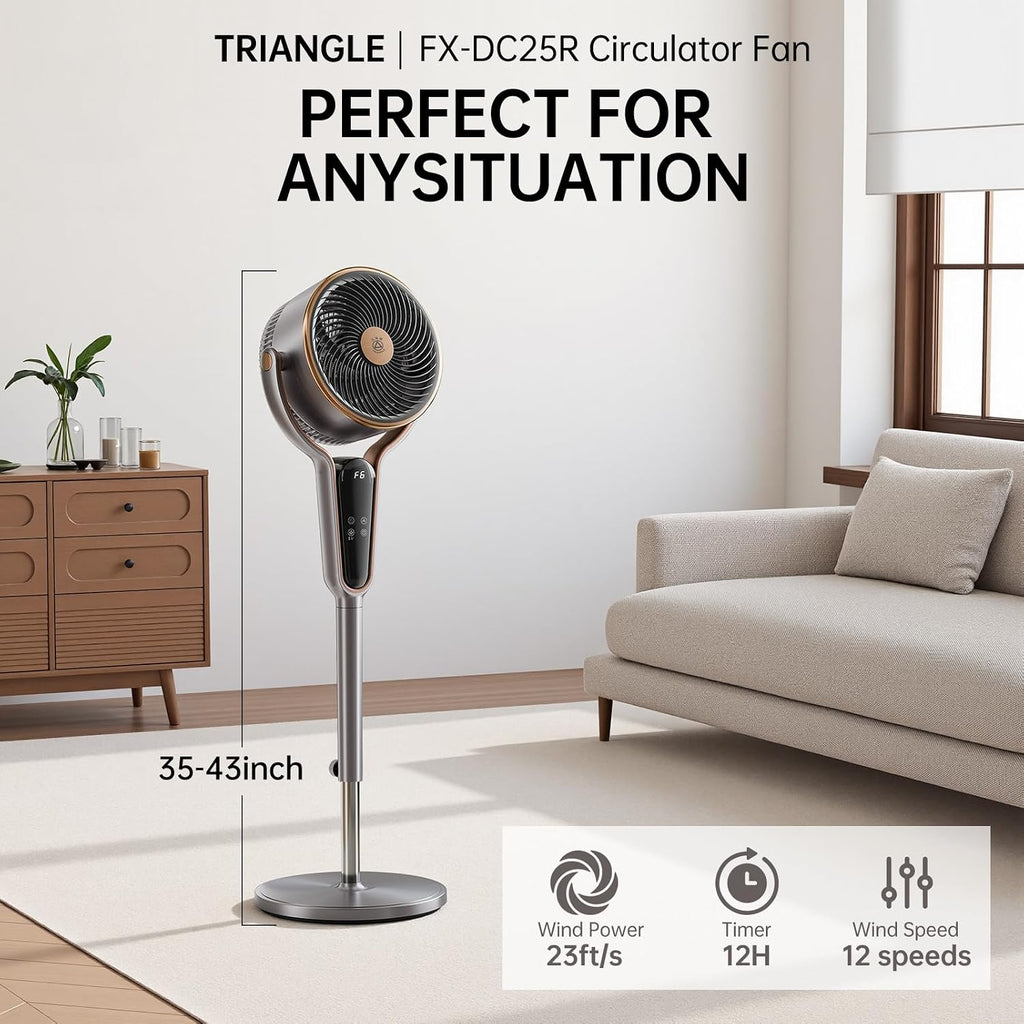 Standing Fan for Bedroom, 1190CFM Pedestal Fans Oscillating with Remote, 35-43" Adjustable Floor Fan with DC Motor