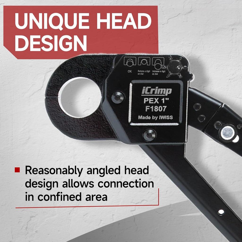 iCrimp Angle Head F1807 PEX Pipe Crimping Tool for 1-inch Copper Rings