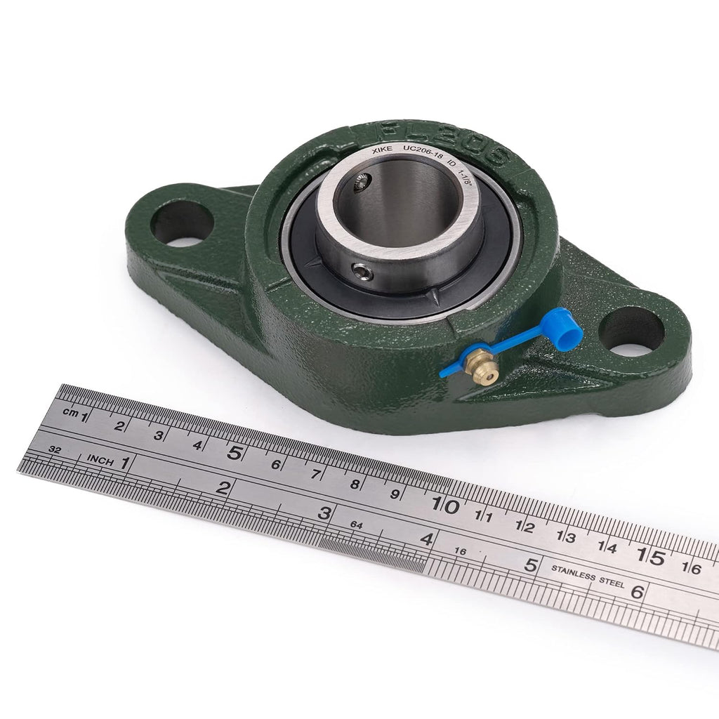 XIKE 2 Pcs UCFL206-18 Bore 1-1/8" Pillow Block Flange Mounted Ball Bearings.