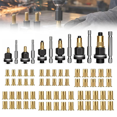 Carbon Steel Rivet Nut Tool Kit, Mandrel Head Set,Rivet Nut Assortment Kit
