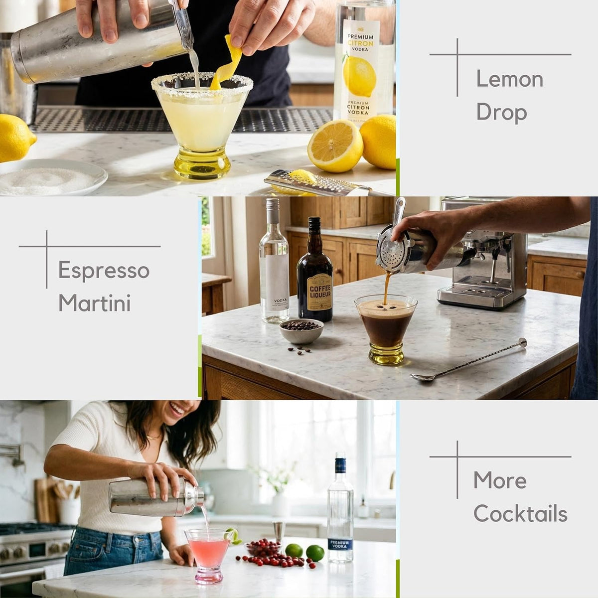 Stemless Martini Glasses Set of 6, Colored Cocktail Cups, Home Bar