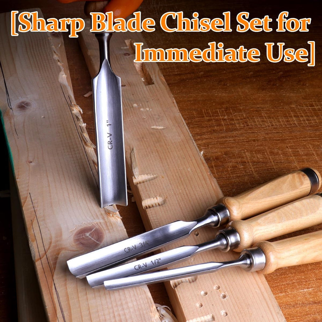 Wood Chisel Set for Woodworking, 4 pcs Professional Wood Carving Chisel Tool Carpenter Gouge CR-V Steel Semi-Circular