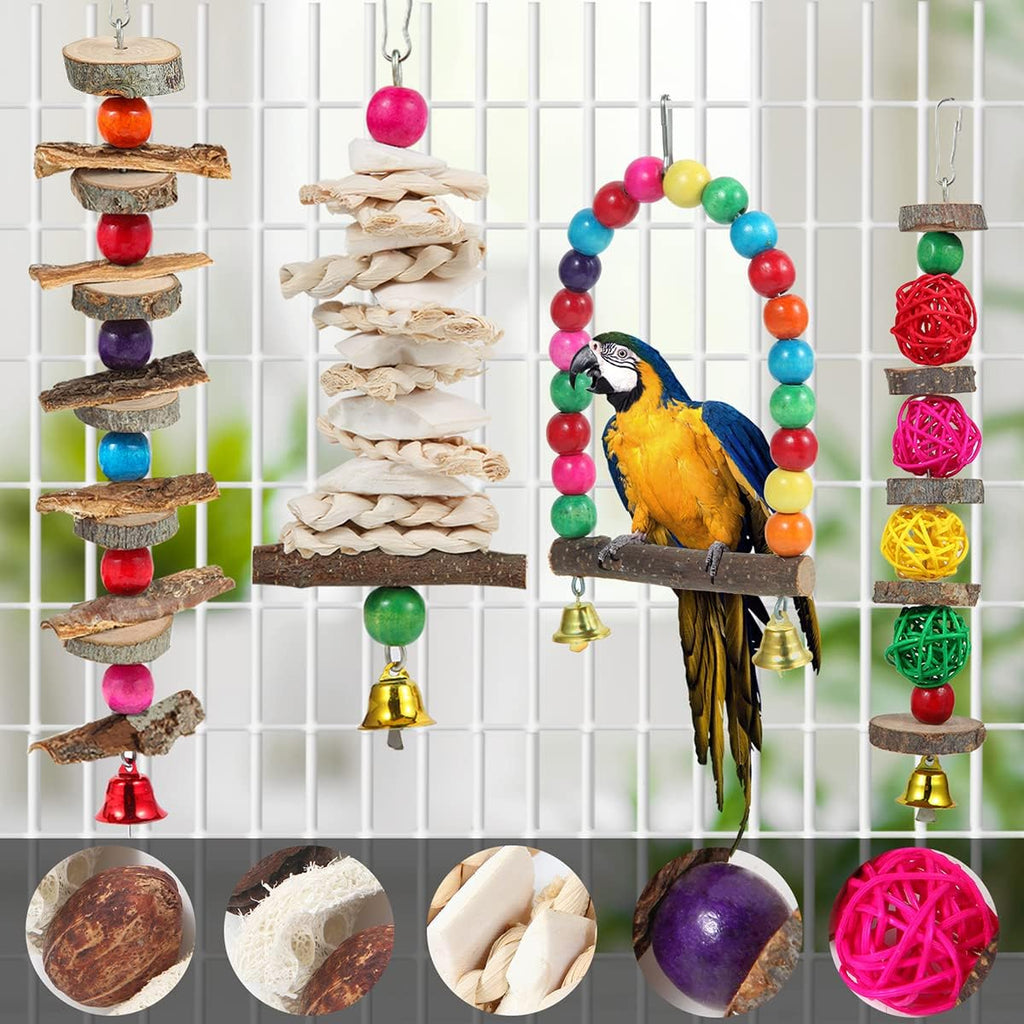 Bird Perch Bird Toys Parakeet Toys,Bird Cage Accessories Wooden Chew Toys Perch Stand for Parrot Conure Cockatiel
