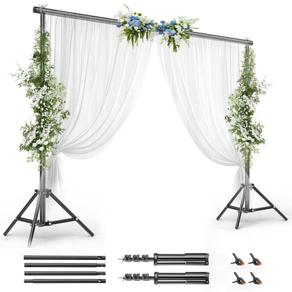 10x10FT Backdrop Stand, Background Support Kit for Photography, 2 Adjustable Backdrop Supports, 4 Crossbars, 4