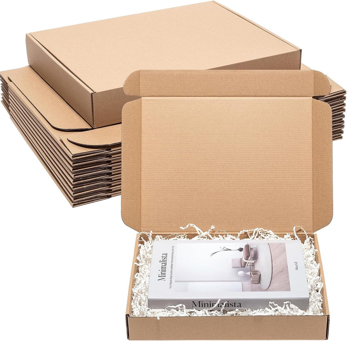 Brown Shipping Boxes 13x10x2" 25 Pack - Corrugated Cardboard Box Mailers for Small Business, Kraft Medium Literature
