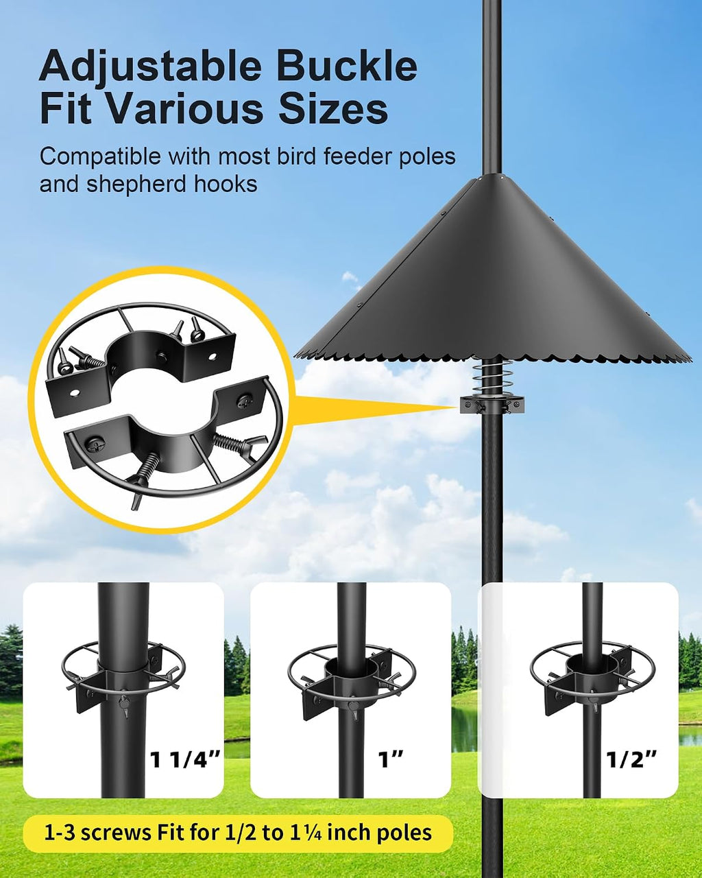 Metal Squirrel Baffle - Squirrel Baffle for Bird Feeder Pole, Upgrade Spring Motion Design for Better Protection, 19