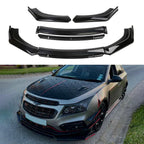 4PCS Universal Car Front Bumper Lip Body Kit Splitter Spoiler Diffuser Protector - Gloss Black,Black Tongue
