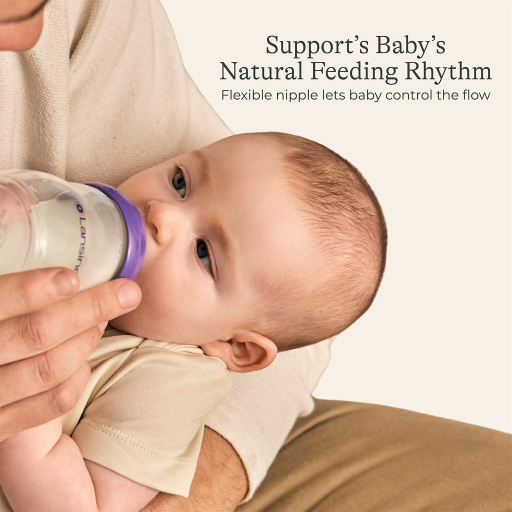 Anti-Colic Baby Bottles, BPA-Free Plastic, 5 Ounces, 3 Count, Slow Flow Nipples (Size S), Breastfeeding Bottle with