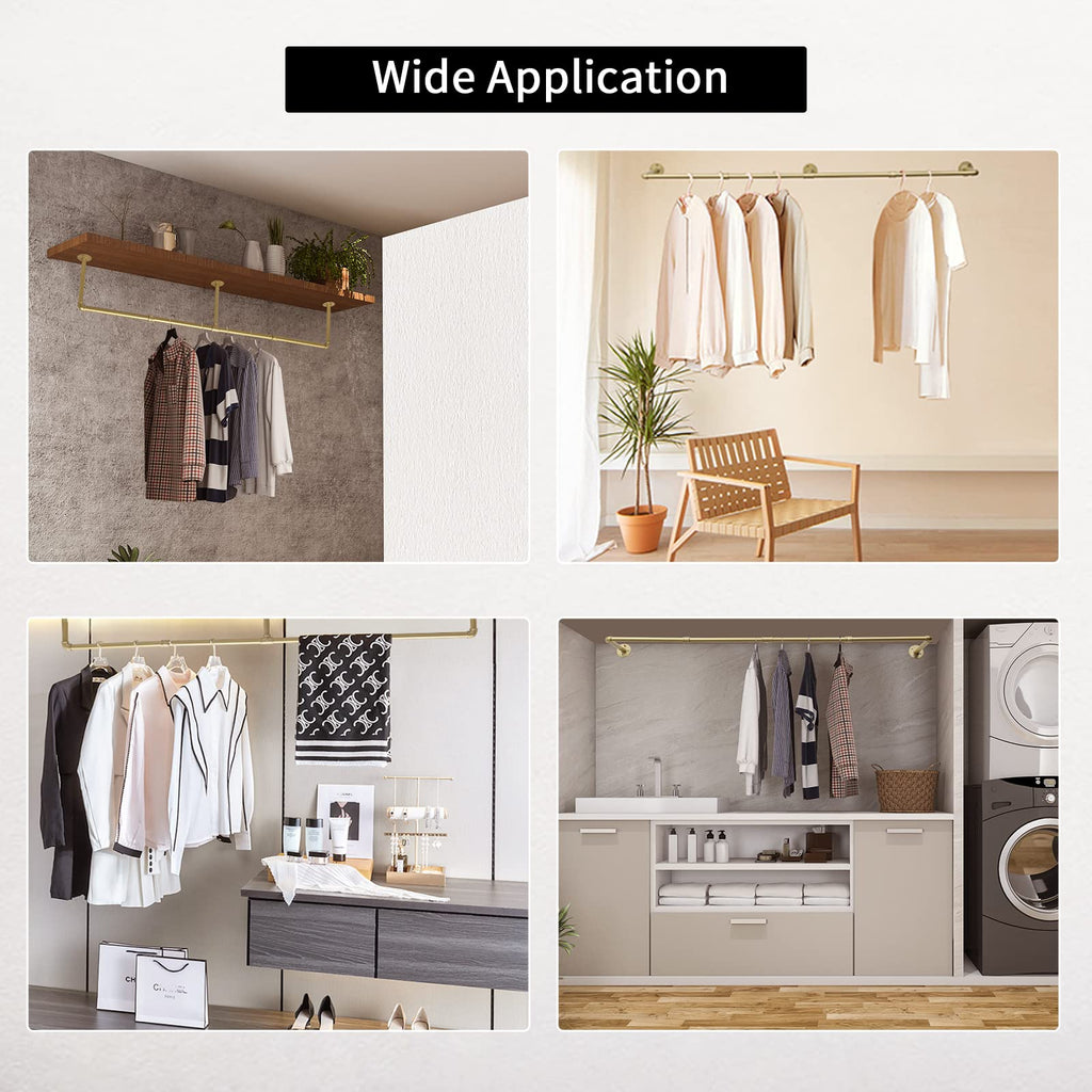 72" Wall Mounted Clothes Rack, Closet Rods for Hanging Clothes