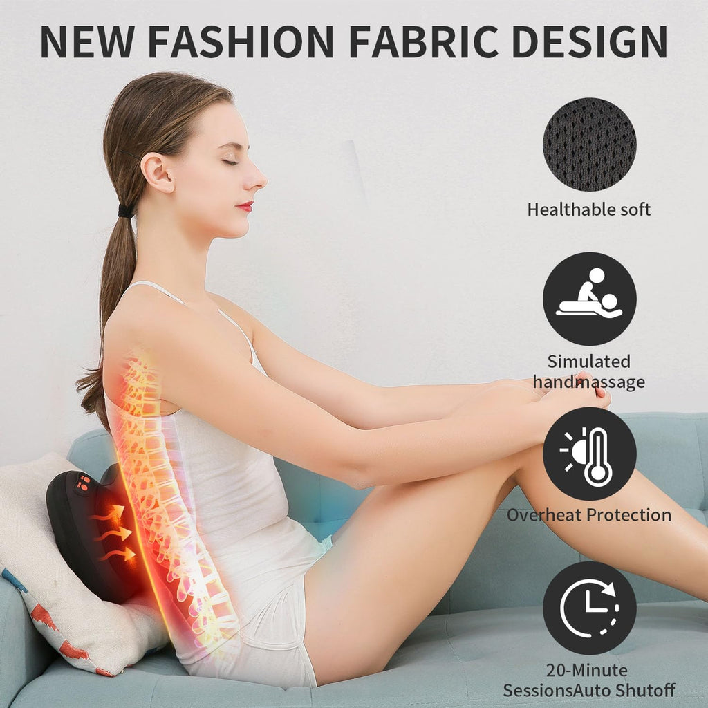 Back Massager, Shiatsu Neck Massager with Heat, Electric Back Massager for Shoulder, Back, Leg, Deep Tissue Kneading