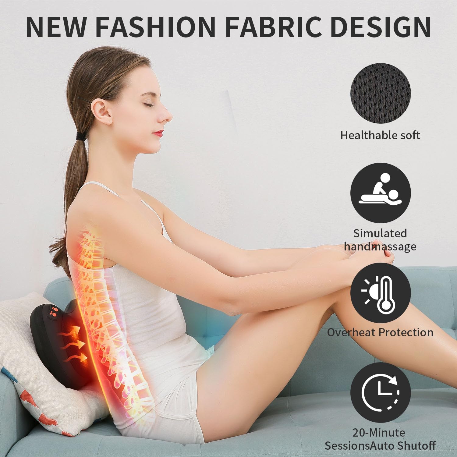 Back Massager, Shiatsu Neck Massager with Heat, Electric Back Massager for Shoulder, Back, Leg, Deep Tissue Kneading