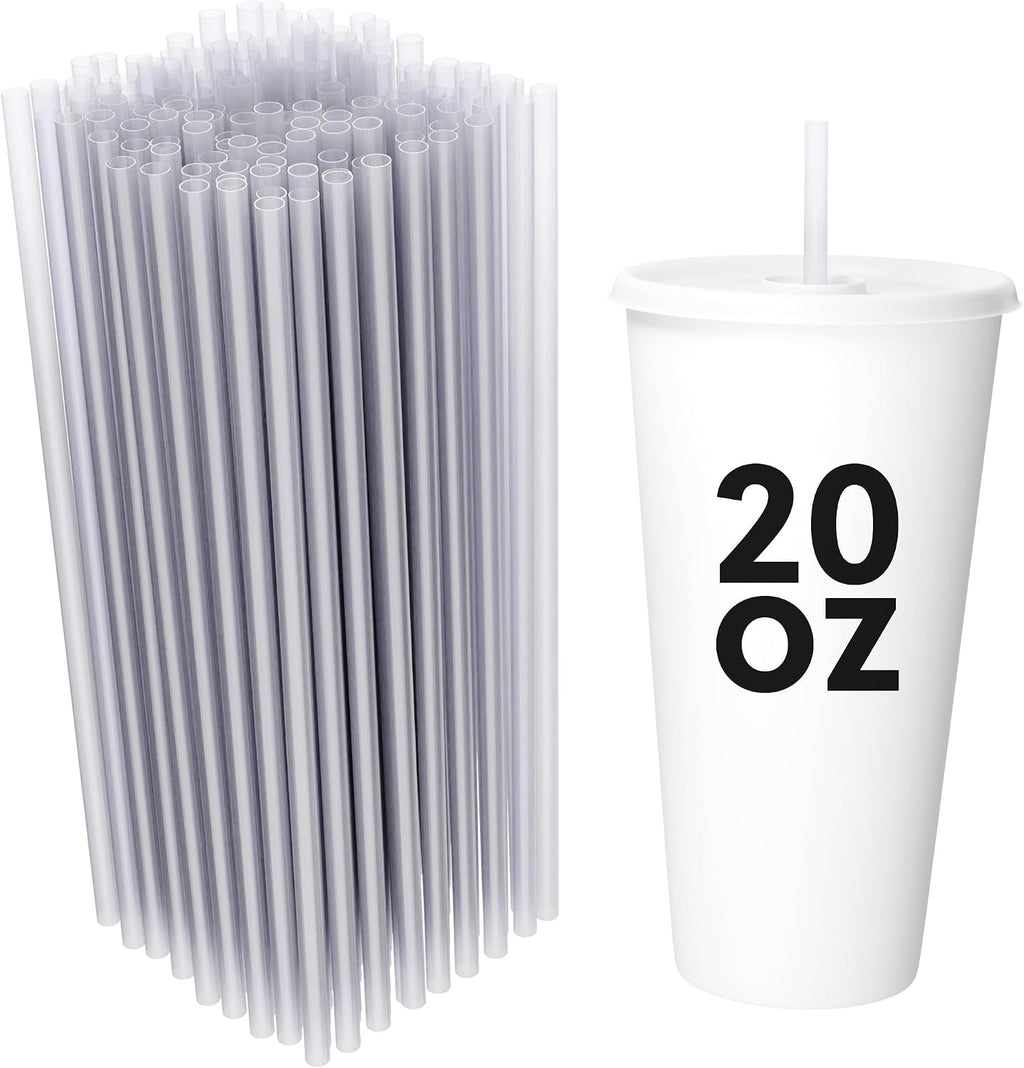 Disposable Plastic Drinking Straws, Straight 7.75-Inch, Clear, 250 Count