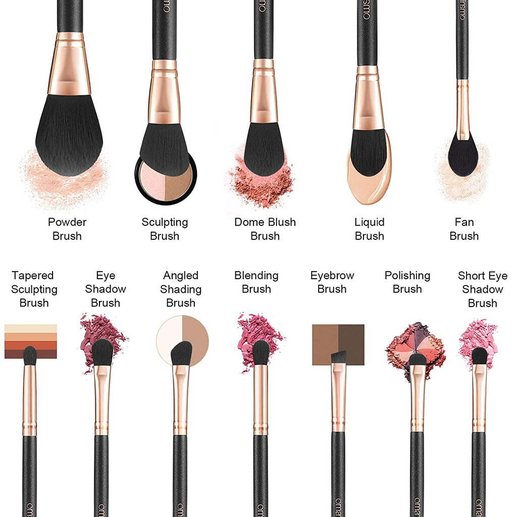 Makeup Brush Set Professional, 12 Pearlescent Wood Handle Makeup Brushes, Premium Cruelty-Free Synthetic Fiber Hair