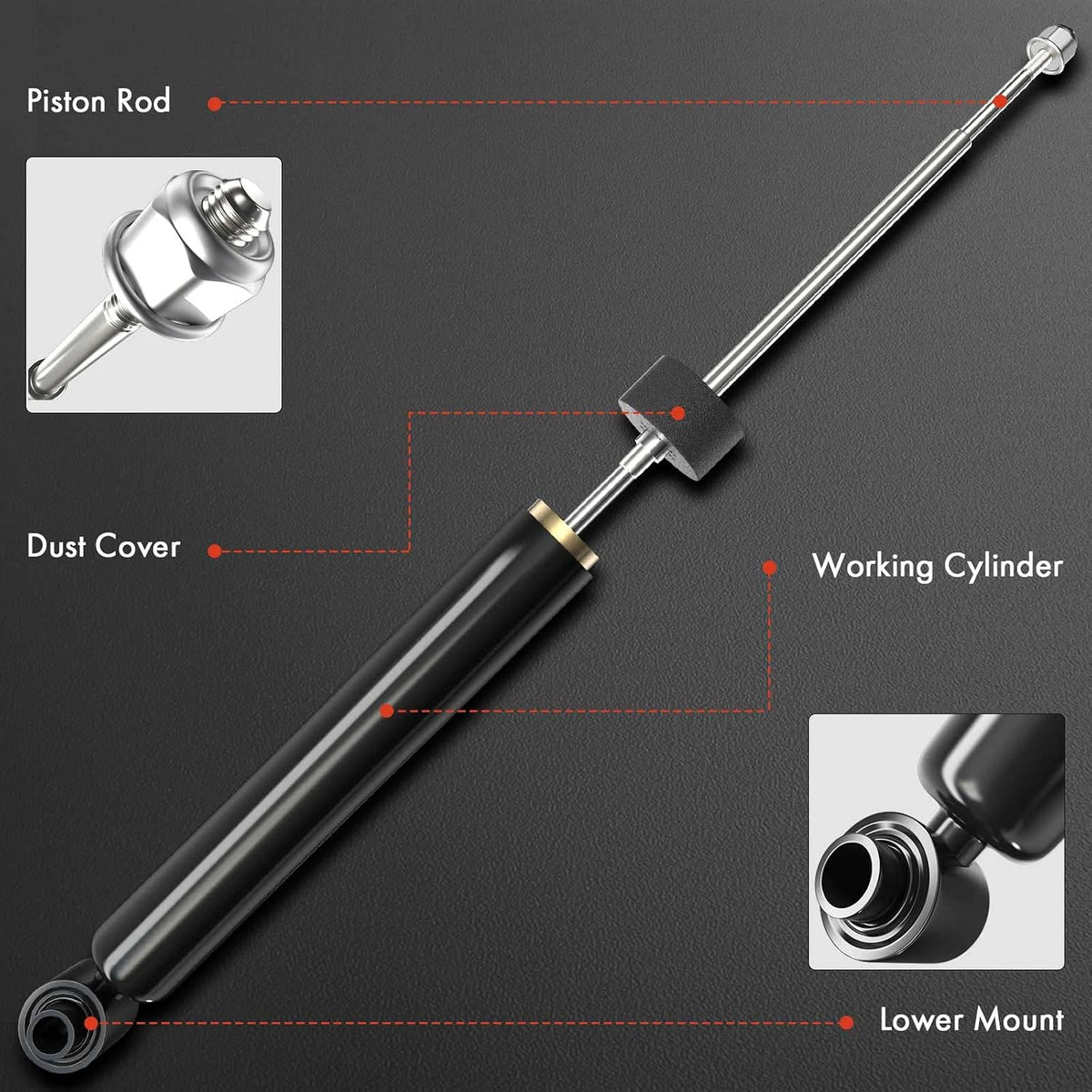 A-Premium Rear Shock Absorbers, Set of 2 - Compatible with Toyota