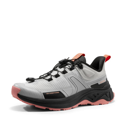 Women's Lightweight Hiking Shoes Quick Lace,Grey Pink,7.5