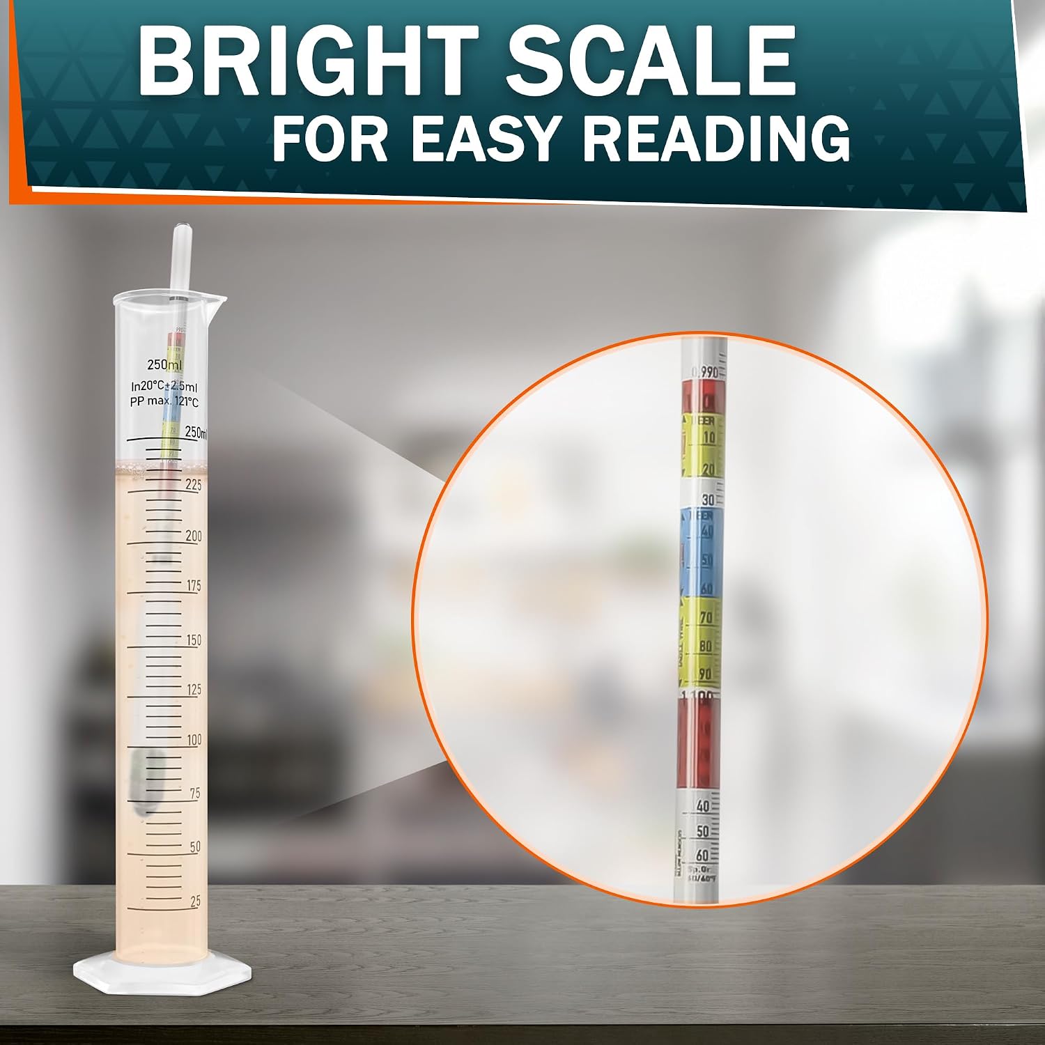 Triple Scale Hydrometer Alcohol Kit for Fermentation Tracking in Beer & Mead, Hydrometer For Wine Making, Cider