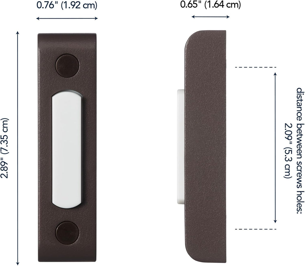 Wired Push Doorbell Button, Oil-Rubbed, Bronze, Metal, Lighted, Surface Mount, Home Improvement, Outdoor