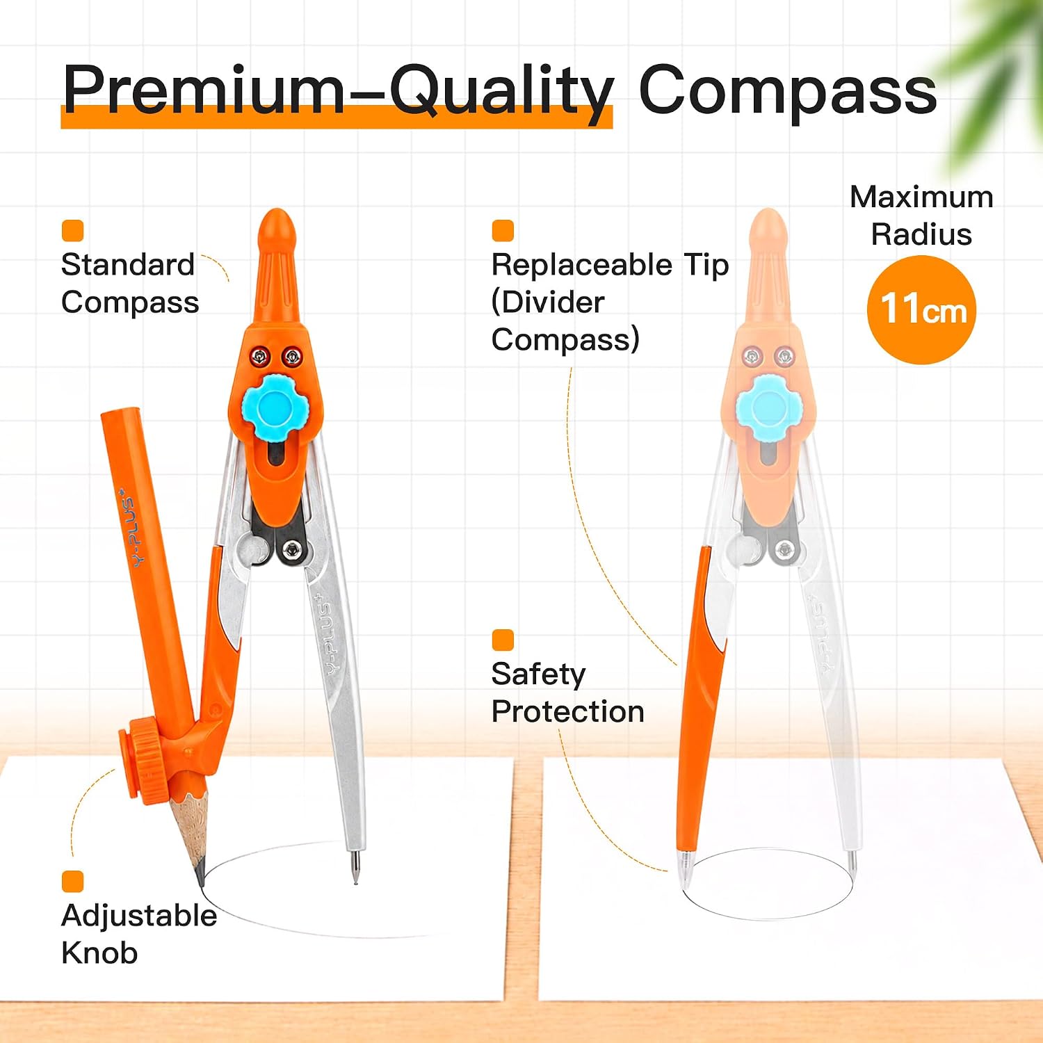 Geometry Set, Protractor and Compass Set for Students, 12Pcs | Compass Drawing Tool with Metal Case, Rulers