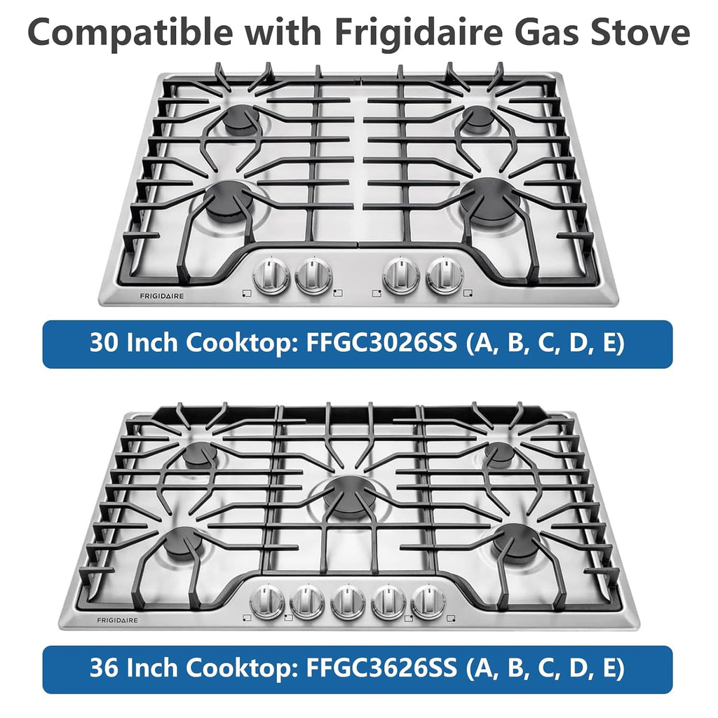 Upgraded 5304525746 A03546301/02/03 5304504839 Gas Stove Knobs for Frigidaire Stove, Laser Engraving Sign Knob for Frigidaire Stove FFGC3026SS FFGC3626SS FFGC3626SWC (Size:2.24IN Material:ABS749)