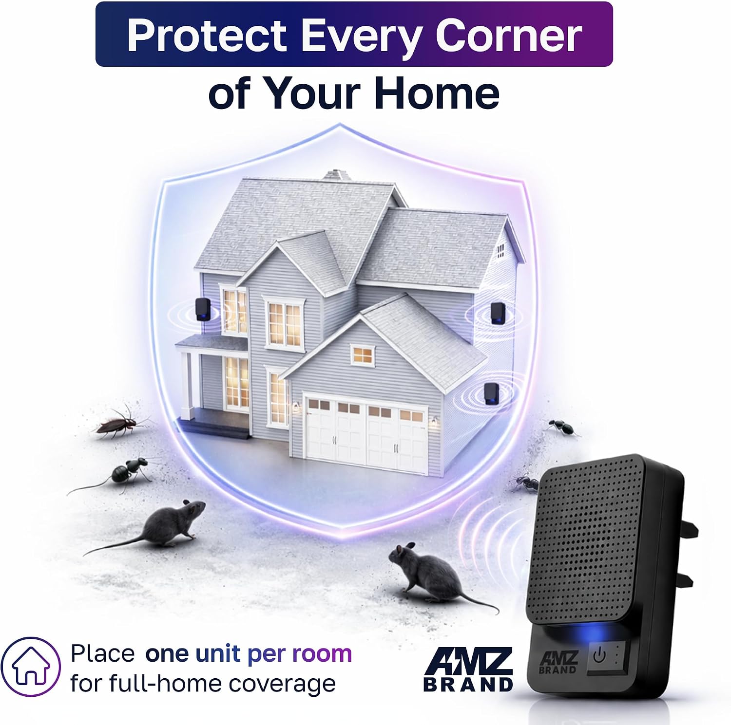 Professional Ultrasonic Pest Repeller Plug In | Powerful Ant, Rat & Mouse Repellent | 3 Modes Deterrent | Complements