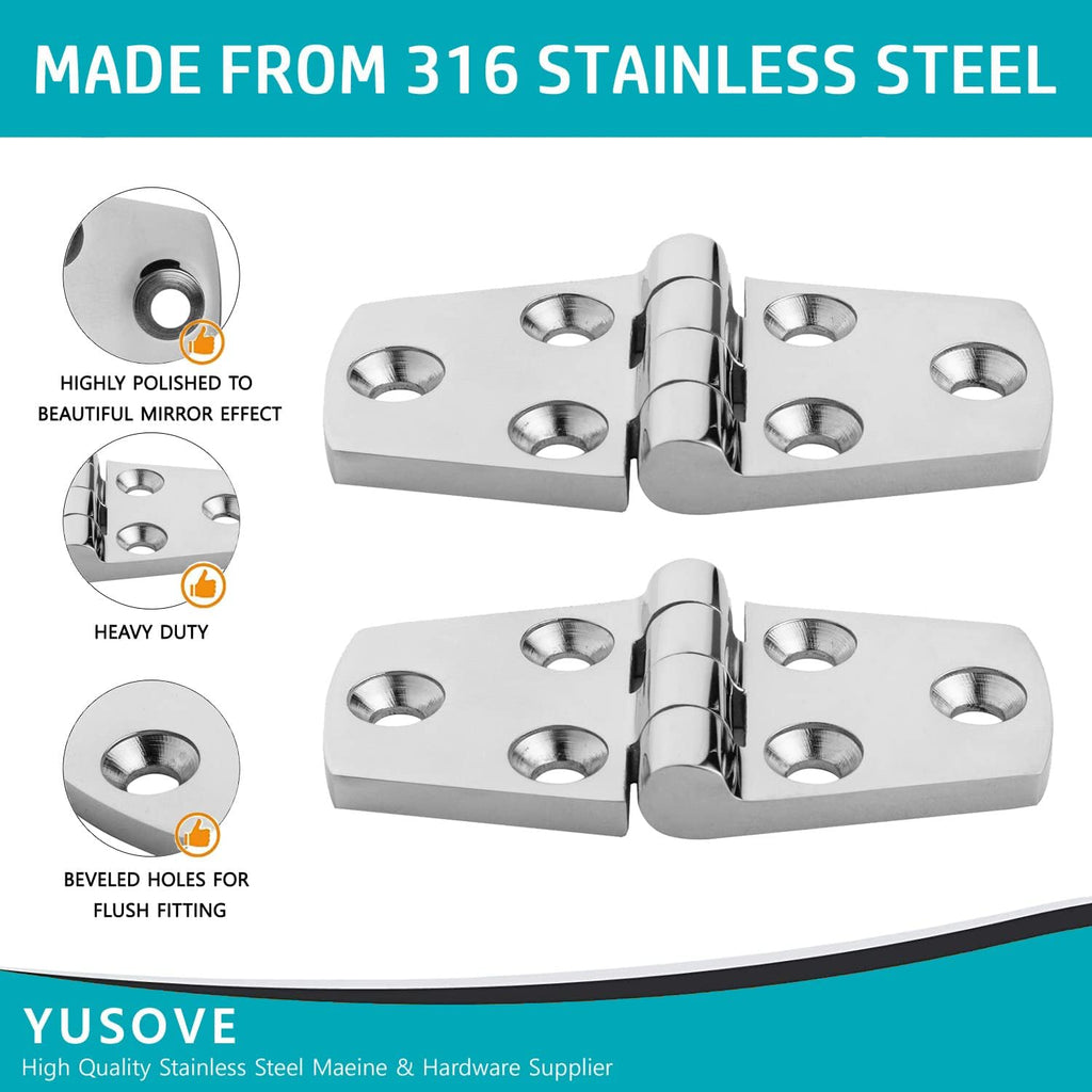Marine Hinges 3" x 1.5" Stainless Steel Hinges,Boat Strap Hinge,Pack of 2
