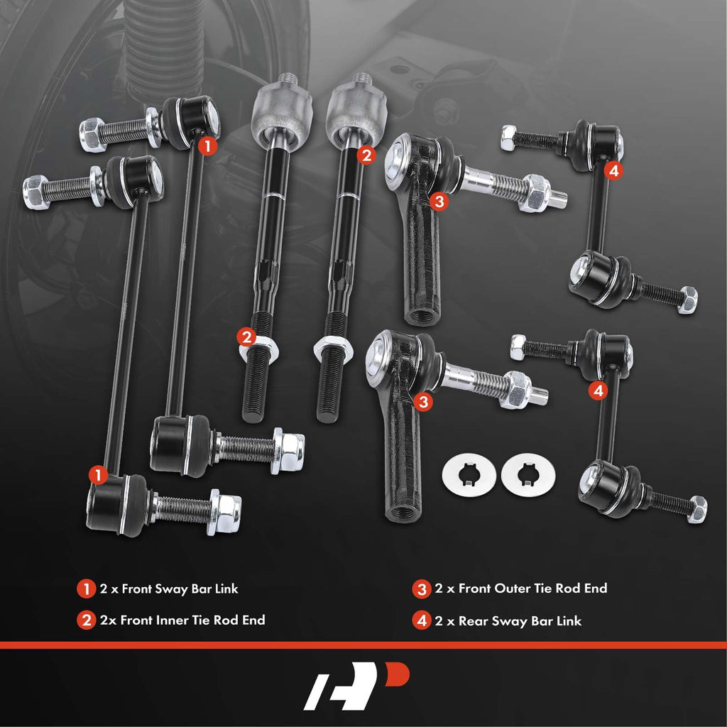 A-Premium 8Pcs Suspension Kit, Front Inner & Outer Tie Rod End