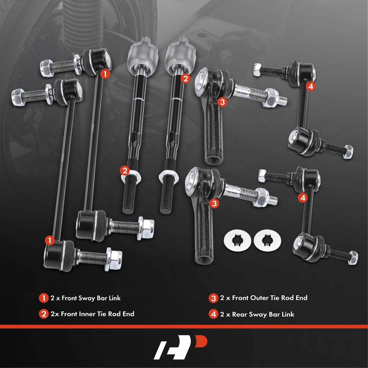 A-Premium 8Pcs Suspension Kit, Front Inner & Outer Tie Rod End