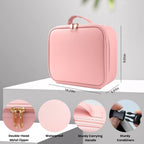 Makeup Bag with Mirror,Portability Cosmetic Case Portable Cosmetic Brush Organizer Bag with Adjustable Dividers,Gift