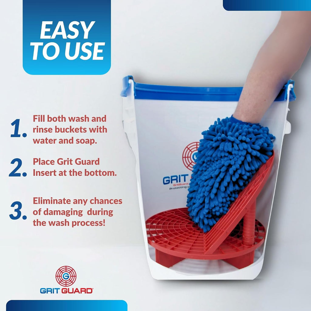 The Original Grit Guard Bucket Insert with Washboard Combo | Removes Dirt from Wash Mitt for Detailing | Car Wash