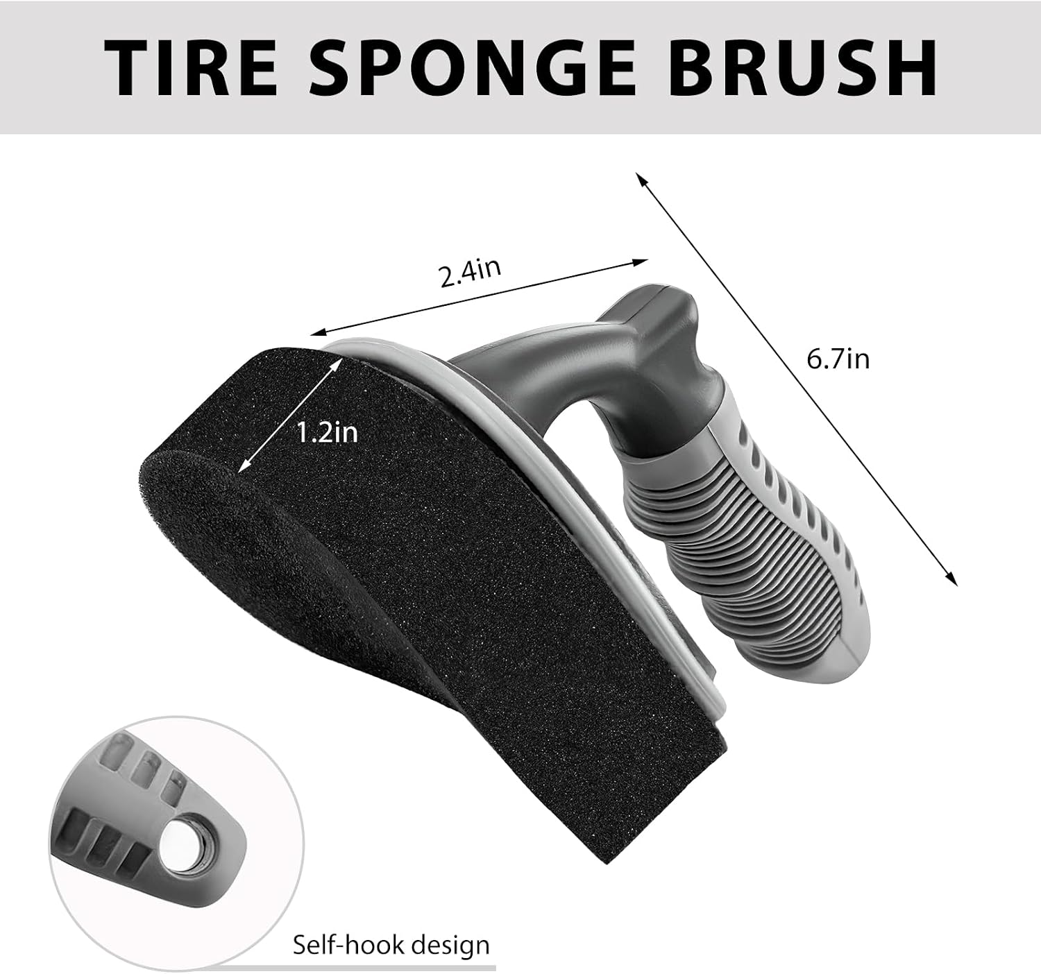 Car Tire Shine Applicator, High-Density Sponge Tyre Dressing Applicator Pad with Curved Handle, Reusable Wheel