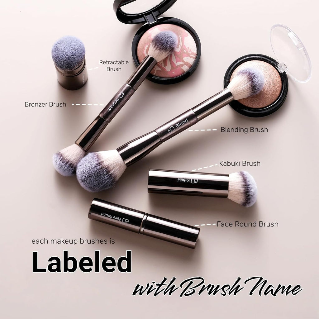 Professional Makeup Brush Set BS-MALL with Travel Case, 20PCS Synthetic Makeup Brushes for Foundation, Conce aler