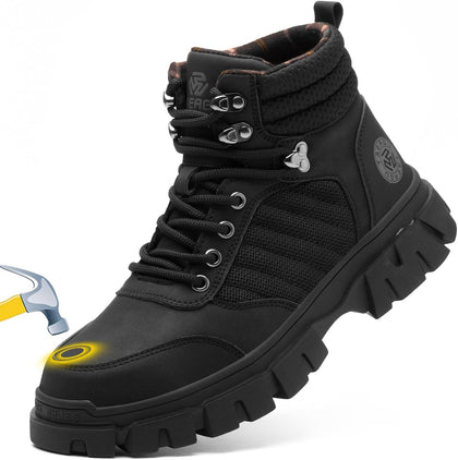 Waterproof Steel Toe Boots For Men-6 Inch Comfortable Mens Safety Work Boots Indestructible Steel Toe Shoes