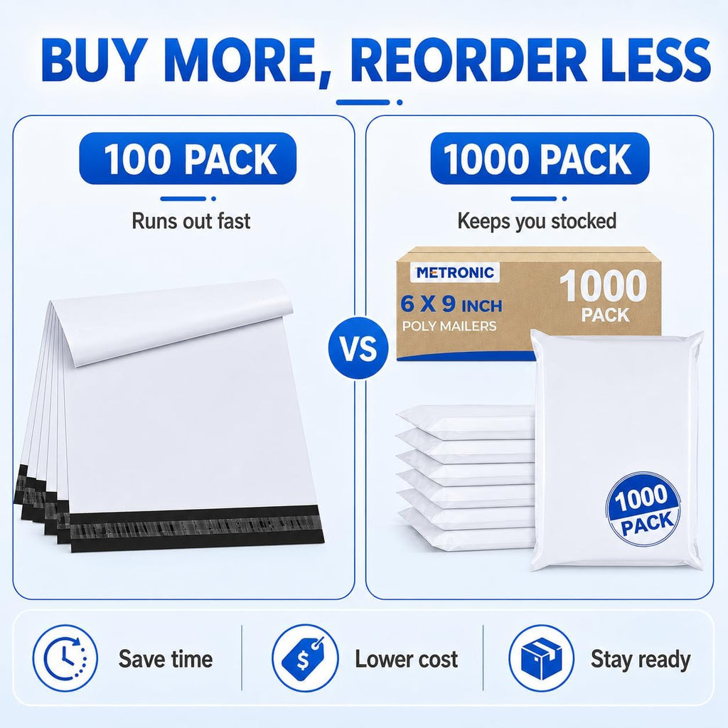 Poly Mailers 6x9" 1000Pcs White Small Shipping Bags for Business