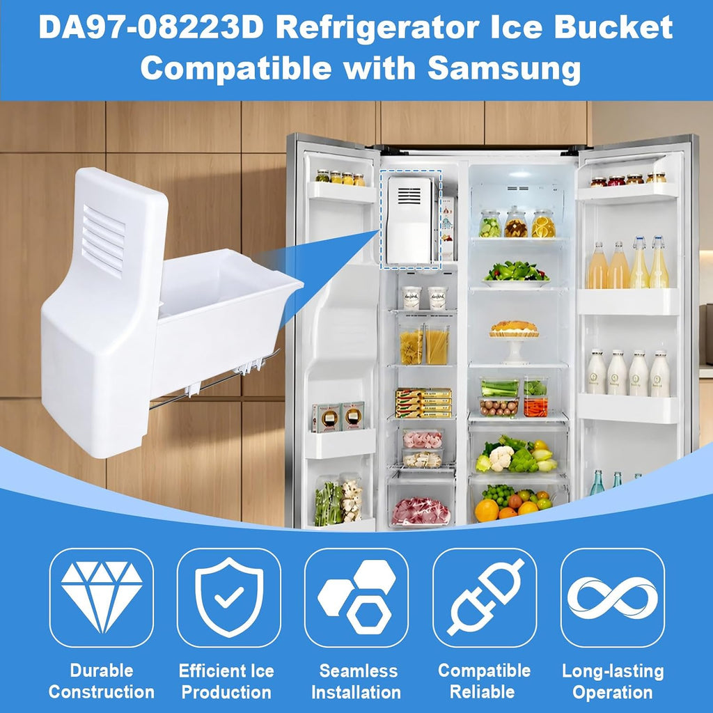DA97-08223D Ice Bucket & Auger Assembly for Samsung Refrigerator Ice Maker