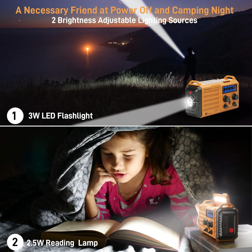 Emergency Radio with NOAA Weather Alert, 5000mAh Solar Hand Crank Portable AM/FM Shortwave Radio, Rechargeable