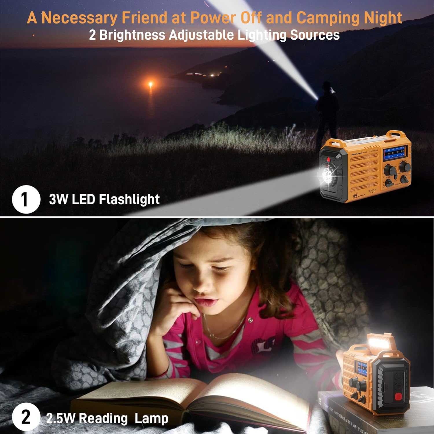 Emergency Radio with NOAA Weather Alert, 5000mAh Solar Hand Crank Portable AM/FM Shortwave Radio, Rechargeable